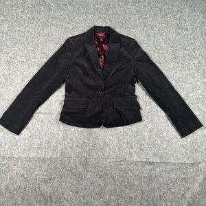 Kenneth Cole Women's Blazer 8 Black Single Breasted‎ One Button Velour